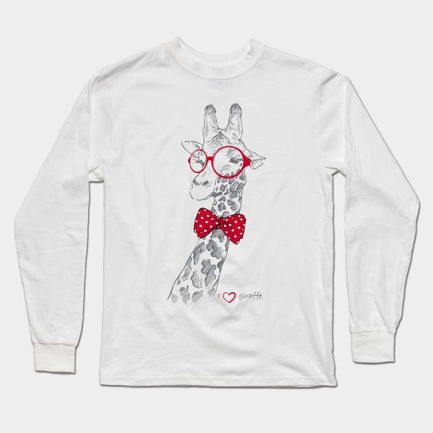 Giraffe Love Long Sleeve T-Shirt by Likkey